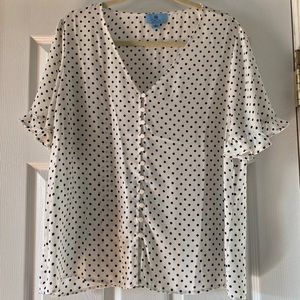 Ruffle Sleeve Polka Dot Crepe Blouse